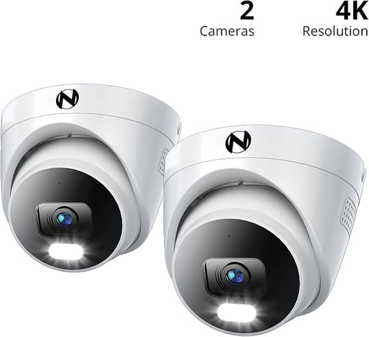 Night Owl Add On Wired IP 4K HD Indoor/Outdoor Deterrence Dome Cameras with 2-Way Audio (2 Pack)