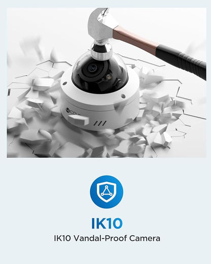 4COVR PoE Security Camera System 5MP, 8CH NVR & 2TB HDD, 4X Dome IP Cameras, Smart Color Night Vision & Two-Way Audio, AI Person/Vehicle Detection, IK10 & IP67 for 24/7 Home & Businesses, LY54FA5M0804