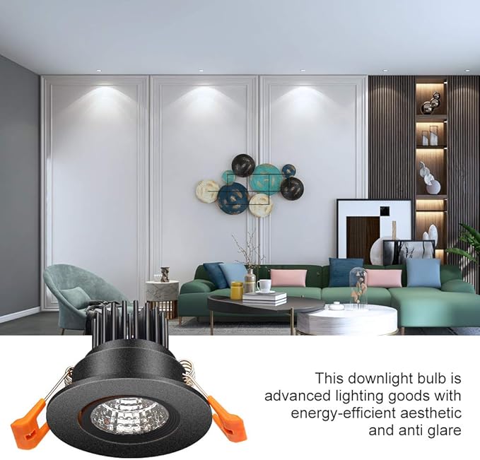LightingWill 2inch LED Dimmable Downlight, 3W COB Recessed Ceiling Light, Daylight White 5500K-6000K, CRI80, 25W Halogen Bulbs Equivalent, Black (10 Pack)