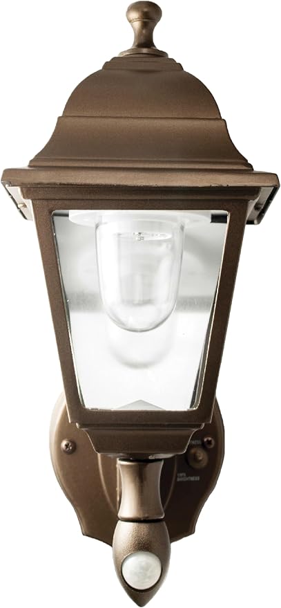 MAXSA 46219 Battery-Run Motion-Activate Outdoor Metal Wall Sconce Bronze