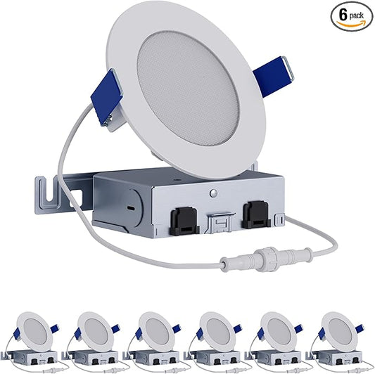 HALO HLB 4 inch LED Recessed Ceiling Light Canless Dimmable Selectable Lumens and Selectable Color 27/30/35/40/5000K 6-Pack Wet Location Indoor Outdoor Airtight HLB4LSFS5-6PK