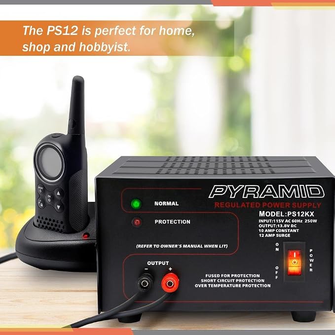 Pyramid Bench Power Supply | AC-to-DC Power Converter | 10 Amp Power Supply (PS12KX)