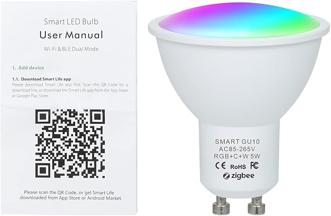 Irfora 5W ZigBee Smart Bulb Dual Mode White & RGB 16 Million Colors GU10 Smart Lamp APP Remote Control Voice Control Timing Function Multid LED Intelligent Bulb AC85-265V