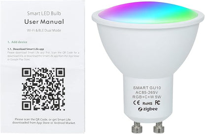 Irfora 5W ZigBee Smart Bulb Dual Mode White & RGB 16 Million Colors GU10 Smart Lamp APP Remote Control Voice Control Timing Function Multid LED Intelligent Bulb AC85-265V