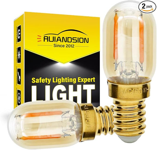 Ruiandsion E12 LED Bulb 1W Night Light 12-24V Chandelier Pendant Candelabra Refrigerator Lights Freezer Fridge Lamp Bedroom Wall Sconces, Yellow 2200K (Pack of 2)