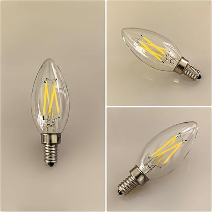 Type B/B11 E12 LED Filament Bulb, 4W/40W Equivalent 5000K Cool White – Clear Glass, Dimmable, Ideal for Chandeliers, Ceiling Fans & Modern Lighting, 6-Pack
