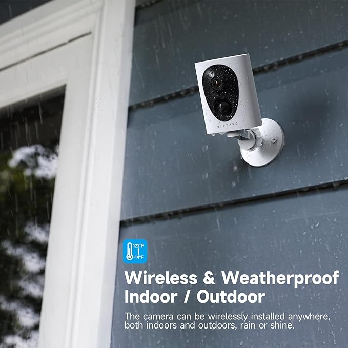 virtavo Security Cameras Wireless Outdoor, Battery Powered Starlight Color Night Vision Weatherproof, Surveillance WiFi Home Camera Outside, AI Motion Detection, Compatible with Alexa