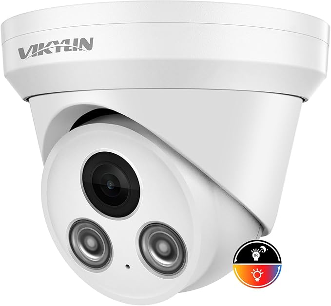 VIKYLIN 5MP PoE IP Camera with Audio, Full Metal Turret Security Camera Outdoor with Human Vehicle Detection, Smart Color Night Vision, 3072x1728@20fps, 114° FOV, WDR, IP67 Waterproof,NDAA Compliant