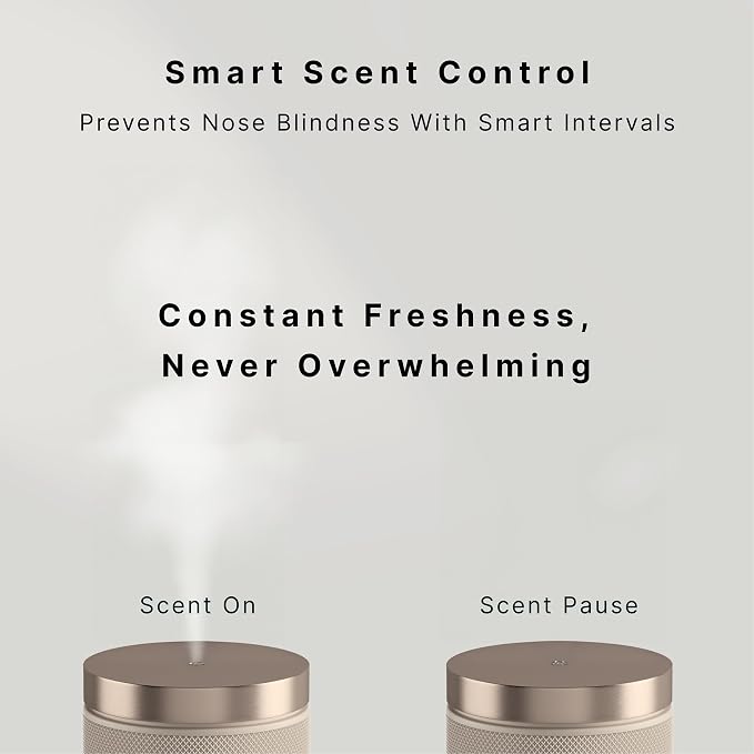Homedics SereneScent Waterless Diffuser, Cold Air Scent Machine for Home | Diffuser for Large Rooms, App-Controlled Fragrance Diffuser with Timer and Ambient Lights, Beige