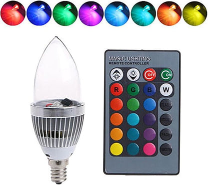 Cocoarm RGB Candle Light, E14 Led Bulb Color Changing Smart Bulb with Remote Control for Mood Lighting Corridors, Hotels, Bar, Cafe (E14 Transparent Cover)