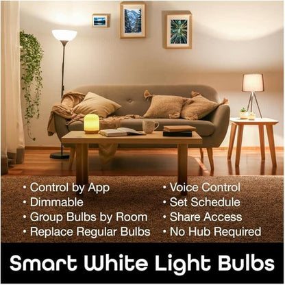 9W A19 Medium Base White Dimmable Lux 800 Smart LED Light Bulb