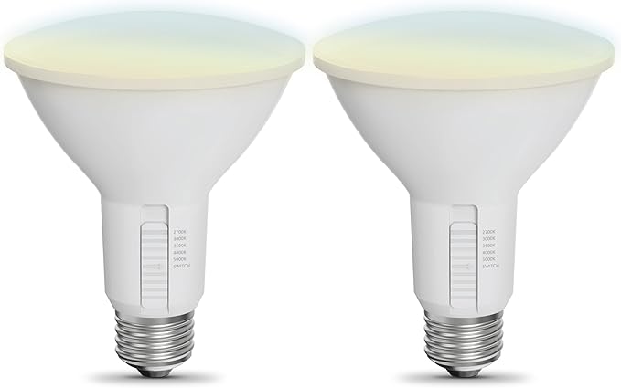 Feit Electric LED Reflector Light Bulb, Dimmable, Adjustable White 2700K–5000K, High CRI, Enhance Series, 25,000-Hour Lifetime, Indoor/Outdoor Use, 75-Watt LED