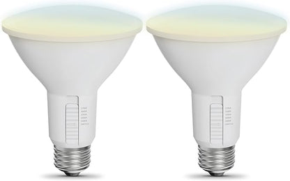 Feit Electric LED Reflector Light Bulb, Dimmable, Adjustable White 2700K–5000K, High CRI, Enhance Series, 25,000-Hour Lifetime, Indoor/Outdoor Use, 75-Watt LED
