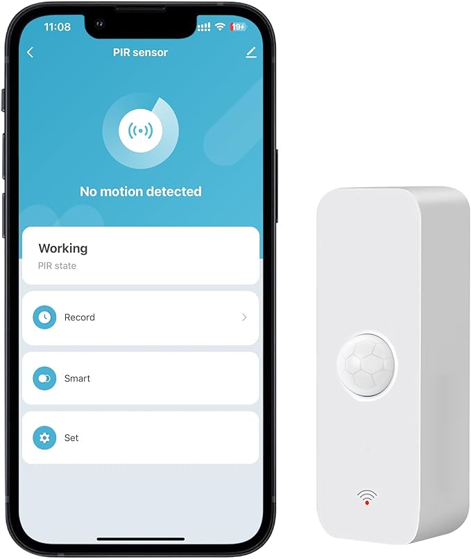 WiFi PIR Motion Sensor, Wireless Motion Detector, Alexa Motion Sensor Alert, Smart Home Presence Sensor Compatible with Alexa, Echo Devices (1 Pack)
