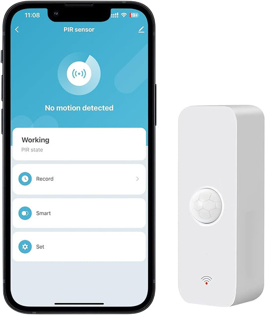 WiFi PIR Motion Sensor, Wireless Motion Detector, Alexa Motion Sensor Alert, Smart Home Presence Sensor Compatible with Alexa, Echo Devices (1 Pack)