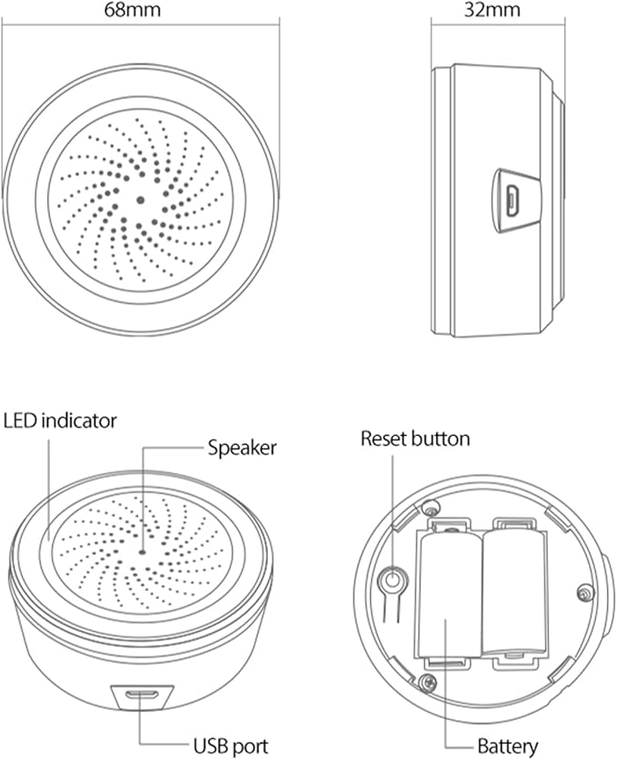 Zigbee Smart Siren Alarm: Wireless Home Security Alarm, Burglar Alarm Sound Light Alarm with 100dB Sounder, Tuya App Control, Tuya Zigbee Hub Required, Compatible with Alexa, Google Assistant