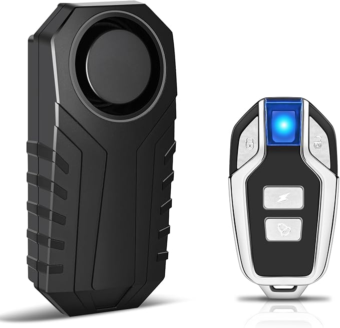 AIJING 113db Bike Alarm with Remote, Loud Anti Theft Alarm for Bicycle Golf Car, IP65 Waterproof Vibration Sensor Alarm System, Wireless Siren for E-Bike, Motorcycle,Trailer, Mailbox, Scooter (A1)