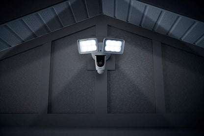 Lorex 1080p Wired White 4000 Lumens Floodlight Camera | 32GB MicroSD Card Included | No Monthly Fee | IR Night Vision | Motion Detection | 2-Way Talk | Siren | IP 65 Weatherproof