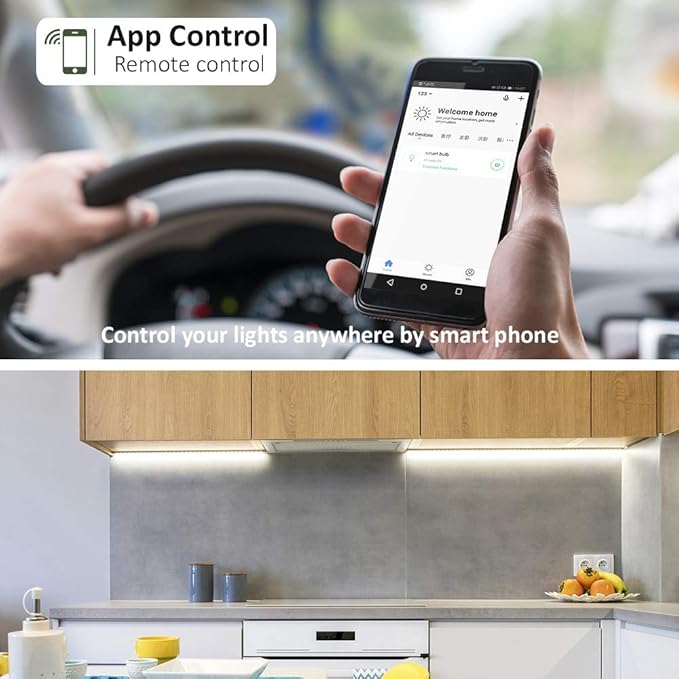 Smart Under Cabinet Lights Work with Alexa, Google,Siri, LED Light for Kitchen Shelf Counter Lighting with App, Voice Activated Dimmable and Linkable Warm to Cool White (3 Lights Bar Kit)