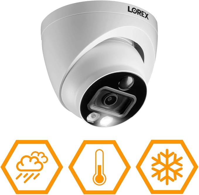 Lorex Indoor/Outdoor 4K Dome Security Camera, Add-On Analog Camera for Wired Surveillance System, Active Deterrence, Color Night Vision Motion, 1 Dome Camera