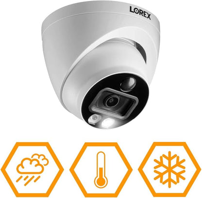 Lorex Indoor/Outdoor 4K Dome Security Camera, Add-On Analog Camera for Wired Surveillance System, Active Deterrence, Color Night Vision Motion, 1 Dome Camera