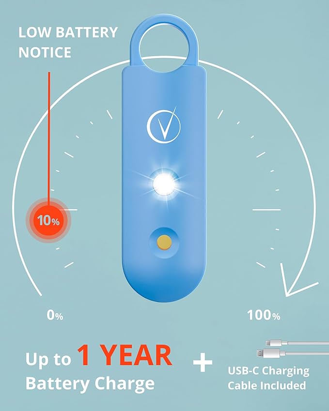 Vantamo Personal Alarm for Self Defense with Low Battery Notice, Strobe Light & Extra Loud 130 dB Double Speakers Safety Keychain Set for Women, Rechargeable Panic Button for Womens Self Defense