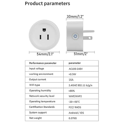 Mengshen 4 Pack WiFi Smart Plug Mini Outlet Socket with App Remote Control Timer Function Compatible with Alexa Google Home Smart Life 2.4GHz Only Wi-Fi Smart Socket for Home