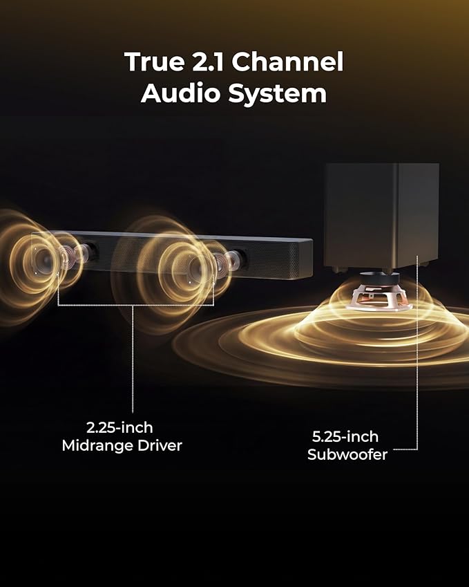 ULTIMEA Sound Bar with Wireless Subwoofer, 240W Peak Power, VoiceMX & BassMX, App Control, 2.1ch Soundbar for Smart TV, Adjustable Bass, HDMI, Optical, Bluetooth 6.0, Poseidon M30 (2026 Model)
