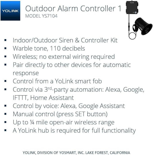 Outdoor Security Siren & Smart Alarm Controller and SirenFob Kit - Loud 110 dB, Wireless, Battery-Powered, 1/4 Mile Range, Android-iOS App, Alexa, Google, IFTTT, Home Assistant, Hub Required