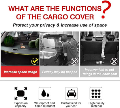 Powerty Cargo Cover for 2019-2023 Toyota Prius Accessories (Latest XW50 Since November 2018) Retractable Rear Trunk Security Cover Shielding Shade Black (Not for Prius Prime)