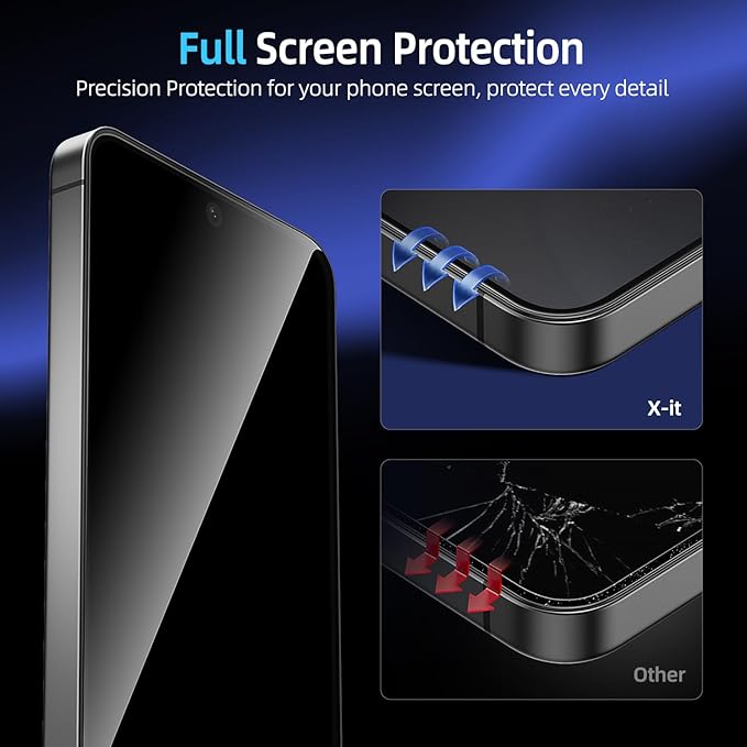 X-it for Samsung Galaxy S25 Ultra Screen Protector Privacy [Auto Alignment/Dust Removal],Bubble-Free,[100% Ultrasonic Fingerprint ID] Easy Installation Full Coverage Anti-Spy [Non-Glass] 2 Packs