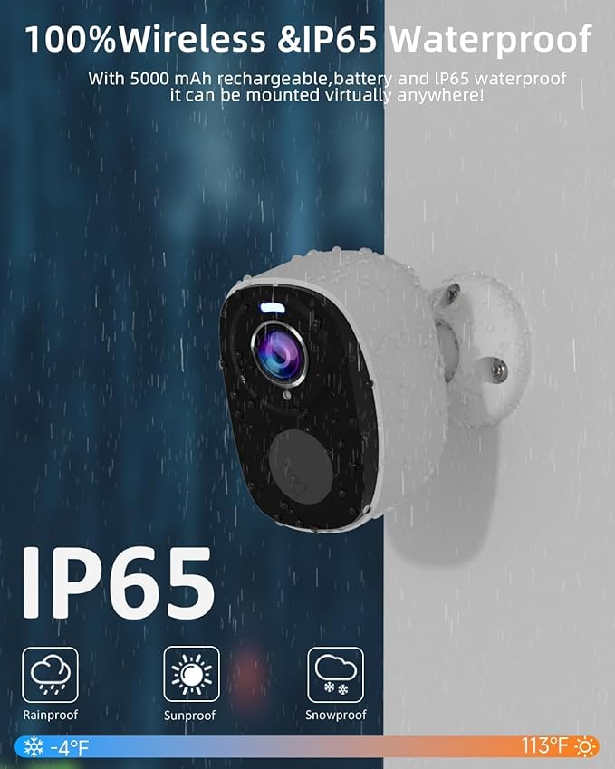 ELECCTV 5G/2.4G WiFi Security Cameras Wireless Outdoor, 2K Battery Powered WiFi Cameras with AI Motion Detection Spotlight Siren,Color Night Vision, 2-Way Talk, IP65, Cloud/SD Storage, Works w/Alexa