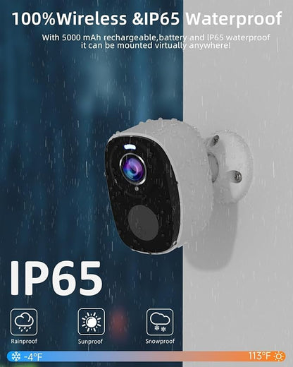 ELECCTV 5G/2.4G WiFi Security Cameras Wireless Outdoor, 2K Battery Powered WiFi Cameras with AI Motion Detection Spotlight Siren,Color Night Vision, 2-Way Talk, IP65, Cloud/SD Storage, Works w/Alexa