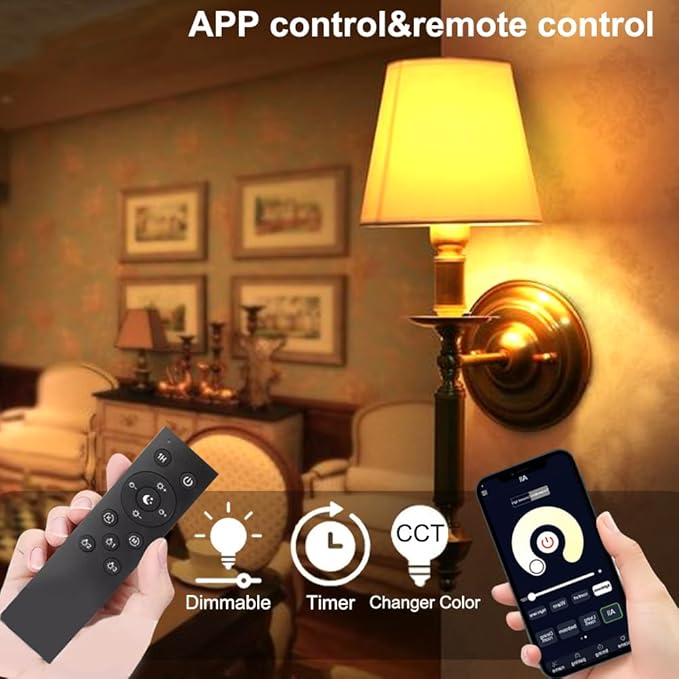 GRV 9W A60 LED Smart Light Bulbs with a 2.4GHz Remote Control,Color Changing,Stepless Dimmable 3000K-6500K,80W Incandescent Lamp Equivalent,800LM E26 Base,Home Decor,2 Bulb & 1 Remote