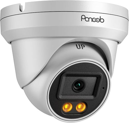 4MP PoE IP Dome Camera Outdoor, Wired Home Security Turret PoE Camera, 2.8mm Lens 110°Wide Angle, Built-in Mic, IP67 Smart Dual Lights Color Night Vision, 24/7 Recording, PD93BA1-4MD-V