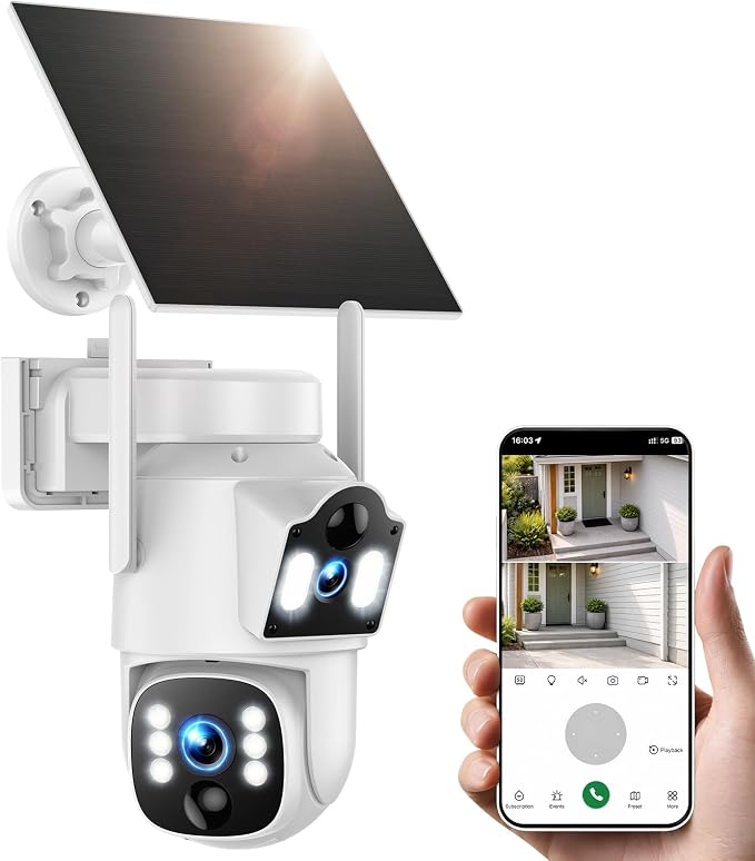 VOOPEAK 4G LTE Cellular Security Camera, Dual Lens 360° PTZ Auto Tracking