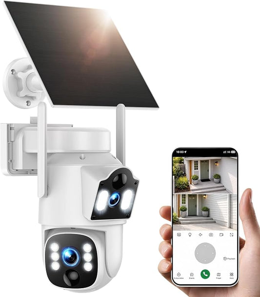 VOOPEAK 4G LTE Cellular Security Camera, Dual Lens 360° PTZ Auto Tracking