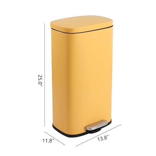 happimess Curtis 8 Gal Step Trash Can Soft Close 25", Daffodil Yellow