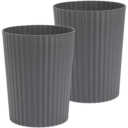 JiatuA Small Trash Can Plastic Wastebasket Round Garbage Container Bin for Bathroom, Kitchen, Bedroom, Home Office, College Dorm, Dark Grey 2 Pack