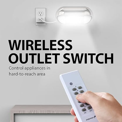 Fosmon Wireless Remote Control Outlet Plug Indoor, Battery Operated On/Off Light Switch for Electrical Outlet, Fan, 15A/1875W, No Wiring & Expandable- 10 Pack with 4 Remotes