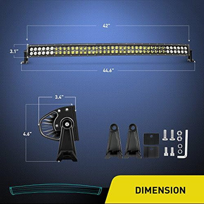 Nilight - 71014C-A 42" 240W Spot Flood Combo High Power LED Driving Lamp LED Light Bar Off Road Fog Driving Work Lights for SUV Boat Jeep Lamp