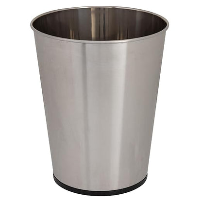 Bath Bliss 5 Liter Small Wastebasket, Stainless Steel | Compact Round Open Top Trash Can | Durable Bathroom Bedroom Dorm Office Garbage Bin | Stylish Space-Saving Waste Disposal Container (Pack of 12)