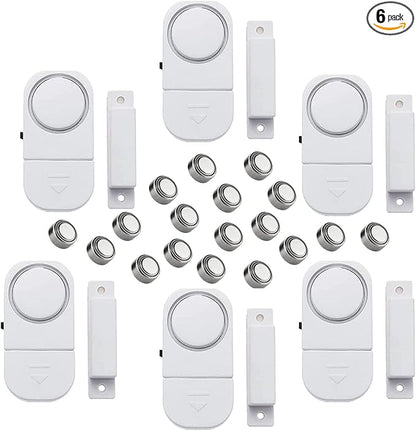 6 Pack Wireless Security Window/Door Alarm, Magnetic Sensor Door Window Burglar Alert Alarm Pool Alarms Super Loud for Home, Garage, Apartment, Dorm, RV and Office(Include Batteries)…