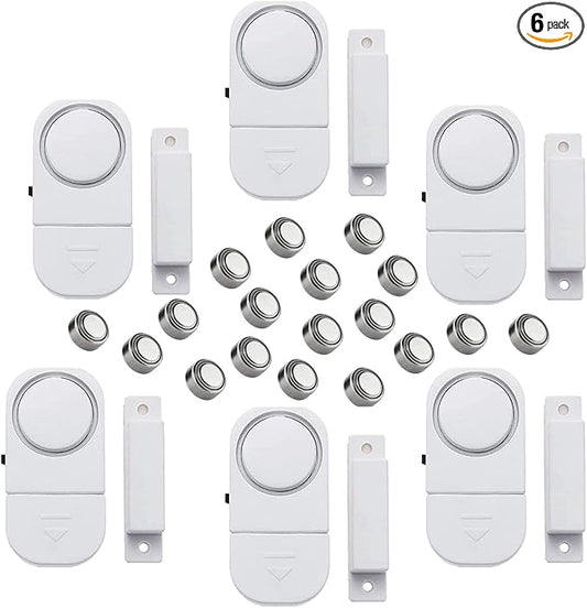 6 Pack Wireless Security Window/Door Alarm, Magnetic Sensor Door Window Burglar Alert Alarm Pool Alarms Super Loud for Home, Garage, Apartment, Dorm, RV and Office(Include Batteries)…