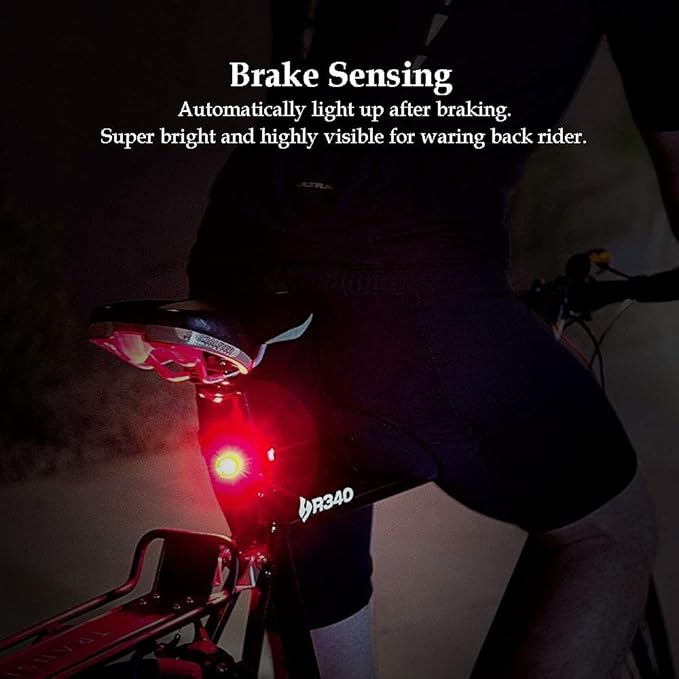 G Keni Smart Brake Sensing Rear Bike Lights, Auto Light Sensing Bike Tail Light, IPX6 Waterproof, Ultra Bright LED Taillights, Rechargeable Safety Road Back Bicycle Lights for Night Riding