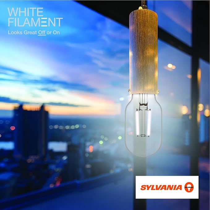 Sylvania T14 Clear LED White Filament Bulb, 3.5W, Dimmable, 300 LMS, Medium Base, 2700K, Soft White - 1 Pack (42266)
