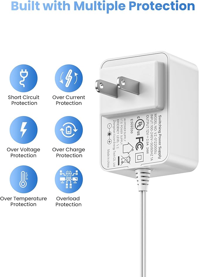 ZOSI DC 12V 2A US CCTV Power Supply Adapter for Home Security Camera Surveillance System