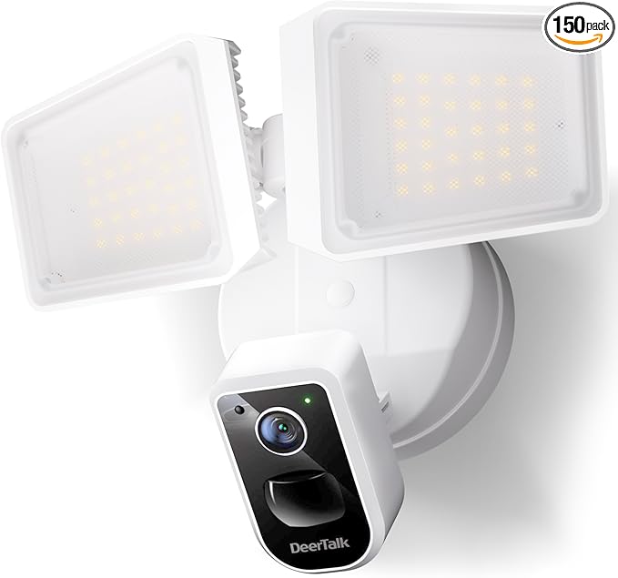 Security Floodlight Camera Outdoor - Flood Lights Camera Wired Motion Lights 2-Way Audio 2K and 150dB Siren 4230 lm 2.4G&5G WiFi Alexa-Compatible 3000-5000K 24/7 Recording for Home Security