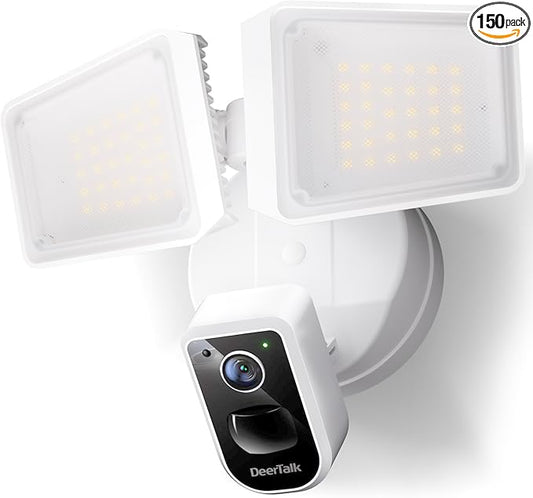 Security Floodlight Camera Outdoor - Flood Lights Camera Wired Motion Lights 2-Way Audio 2K and 150dB Siren 4230 lm 2.4G&5G WiFi Alexa-Compatible 3000-5000K 24/7 Recording for Home Security
