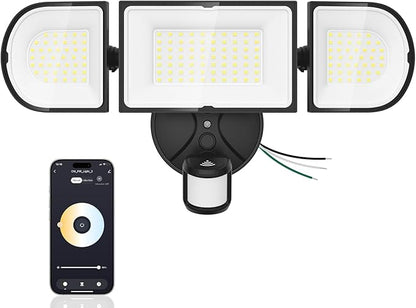 120W Smart Flood Light Outdoor, 12000lm Motion Sensor Outdoor Lights, WiFi Alexa Floodlight APP Control, 2700K-6500K Motion Lights for Outside, IP65 Waterproof LED Security Light, Black